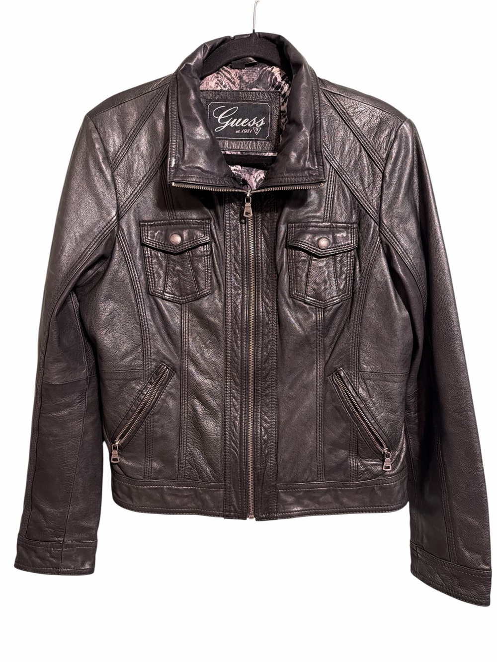 Vintage 2006 Y2K Black Genuine Leather Jacket Size Large